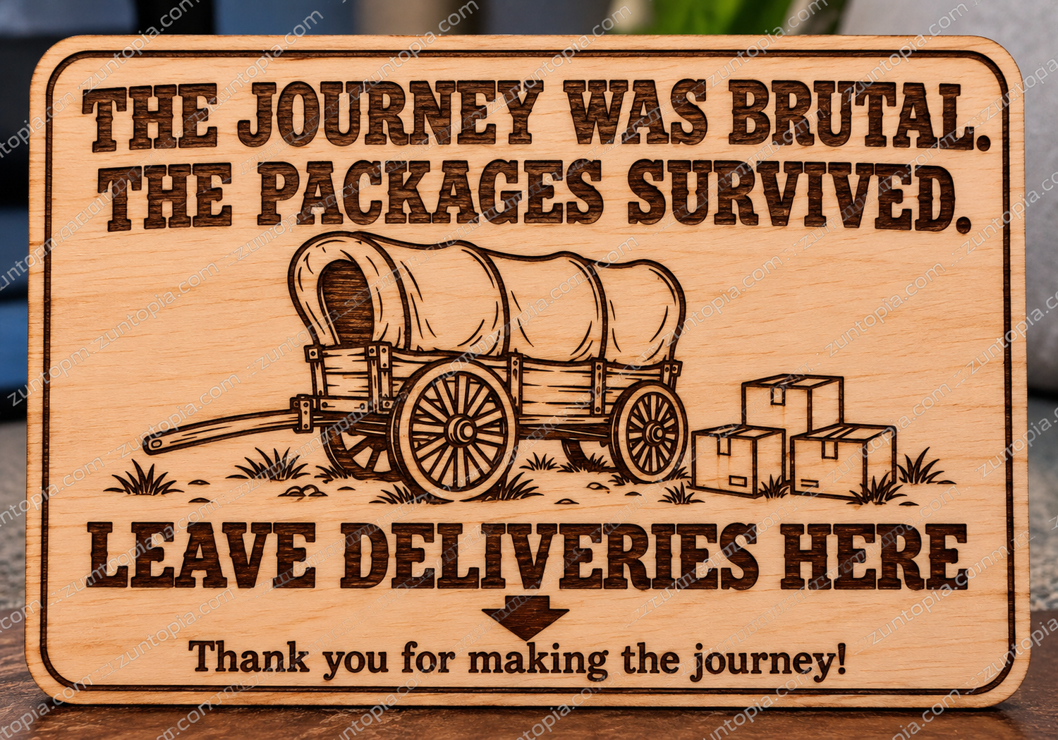 Laser Engraved Wooden Package Delivery Signs – Funny Porch Decor