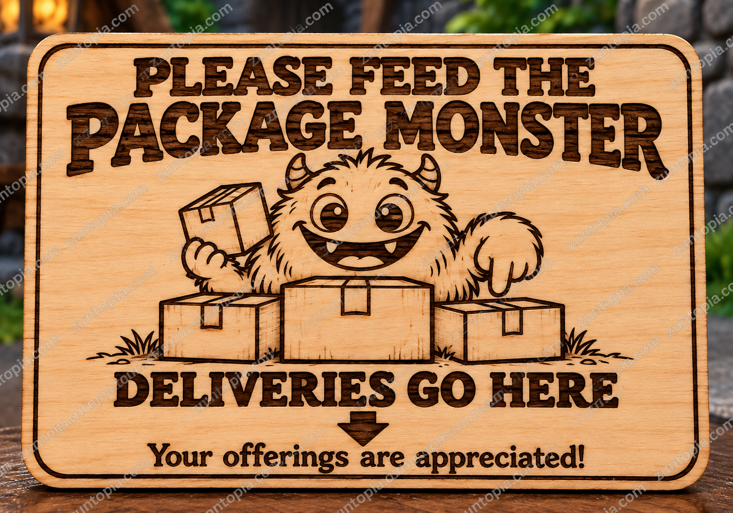 Laser Engraved Wooden Package Delivery Signs – Funny Porch Decor